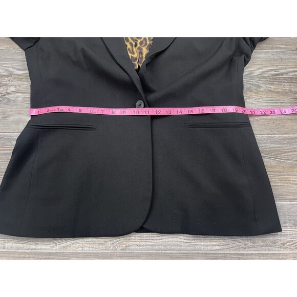 Lauren Ralph Lauren Black Classic Blazer Womens 2X Leopard Lining Career Office - Picture 8 of 12